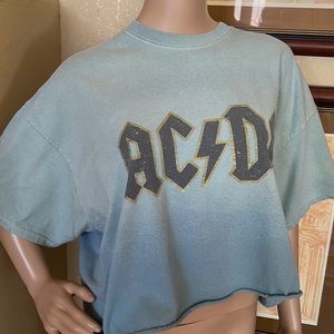ACDC Y2K Vintage Band T-Shirt Ombré Retro Cropped T-shirt Top sz XL